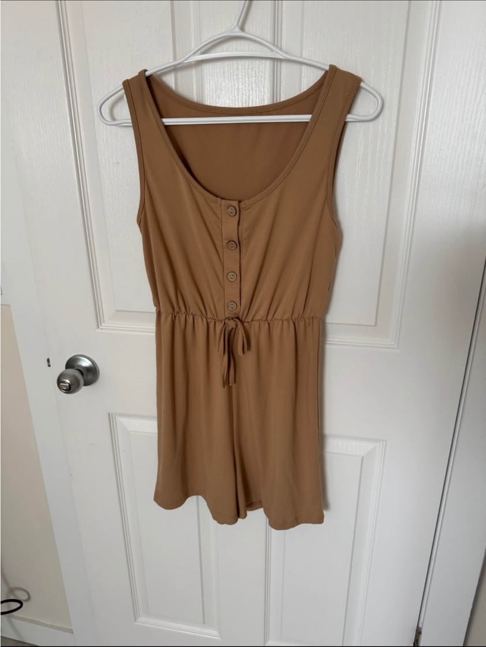 Tan Sleeveless Button-Front Romper - size small